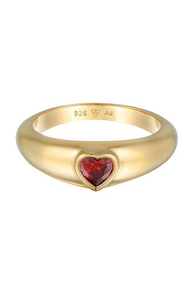 ELLI Ring Ladies Band Heart Love With Zirconia In 925 Sterling Silver Gold Plated