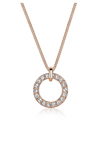 ELLI Geo-Kreis-Halskette für Damen – 925er Sterlingsilber mit Kristallen