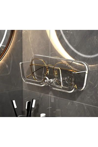 glasses accessory Clear Can Stick on Wall Glasses Hanger - Cabinet Bedroom Bathroom