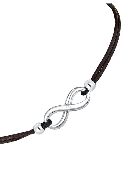 ELLI Dámský elastický náramek Infinity Symbol v černé barvě 925 Sterling Silver