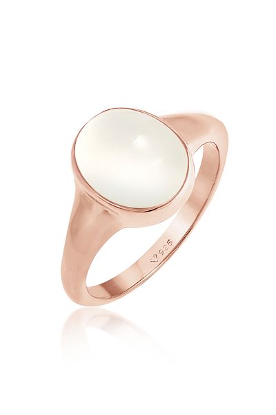 ELLI Inel pentru femei - Seal Moonstone 925 Sterling Silver, placat cu aur