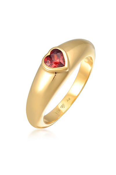 ELLI Ring Ladies Band Heart Love With Zirconia In 925 Sterling Silver Gold Plated