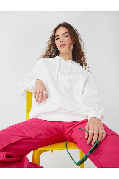 Koton Oversize Hooded Sweatshirt with Fleece Inside
