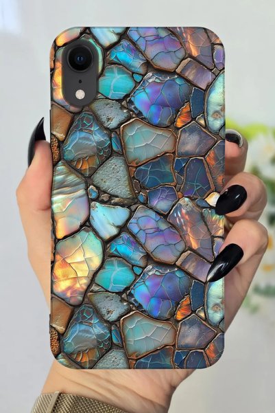 Snacase حافظة سيليكون مطبوعة بنمط حجري متوافقة مع هاتف Apple iPhone XR