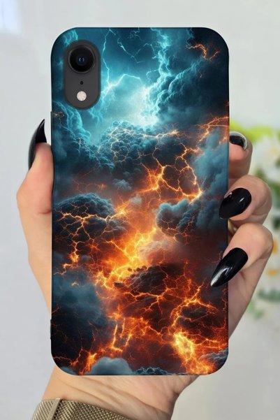 Snacase جراب سيليكون متوافق مع هاتف Apple iPhone XR مطبوع عليه نمط البرق البر...