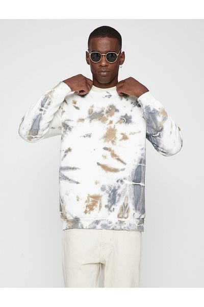 Koton Printed Sweatshirt Raised Crew Neck