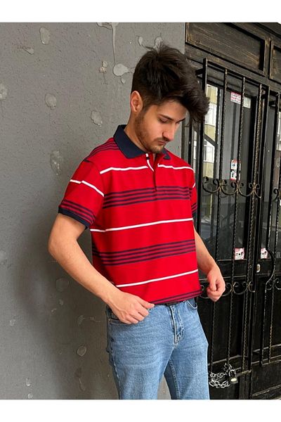 MODA Tricou pentru bărbați cu gât polo 100% bumbac, confortabil, ușor de călcat, de înaltă calitate