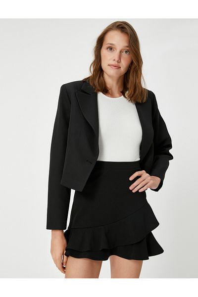 Koton Mini Skirt with Flounce Detail and Zipper Closure