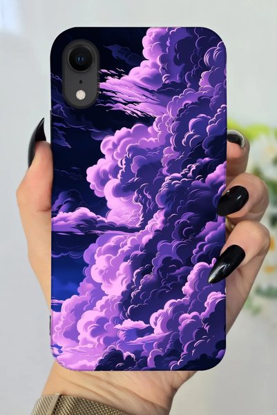 Snacase جراب سيليكون مطبوع عالي الدقة بنمط سحابي متوافق مع هاتف Apple iPhone XR