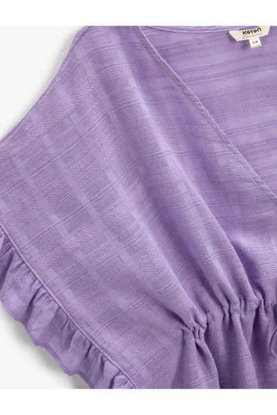 Koton Μανίκια μέσης με υφή κιμονό με λαιμόκοψη με λαιμόκοψη με λεπτομέρεια με λεπτή φούντα