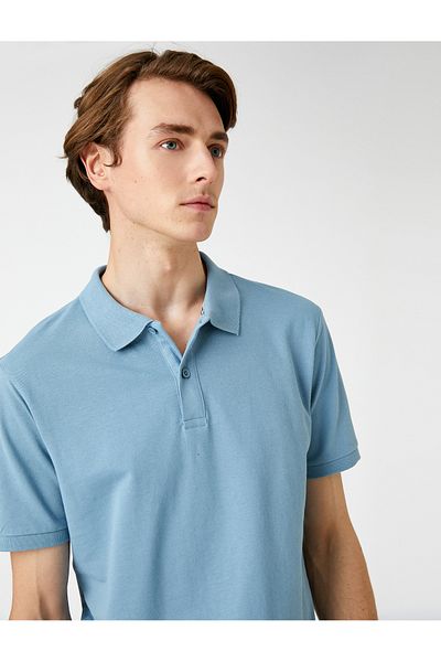 Koton Basic T-Shirt Polo Neck Buttoned Slim Fit