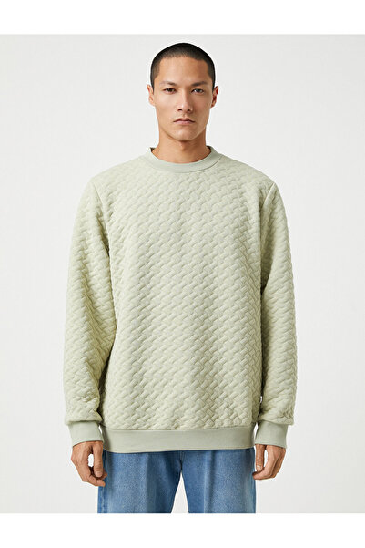 Koton Základní texturovaná mikina Crew Neck Dlouhý rukáv