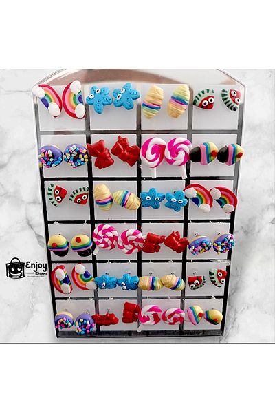 Enjoy مجموعة أقراط للفتيات الصغيرات - ملونة وممتعة و8 أزواج من الأقراط