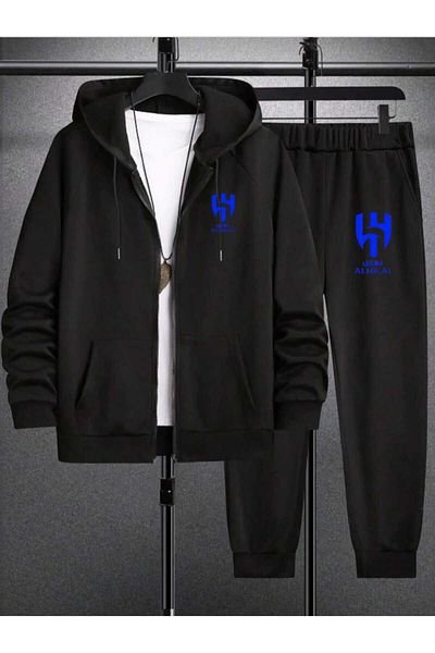 BUY CENTER Unisex Oversize Tracksuit Set Al Crescent Printed Winter Jacket & Sweatpants