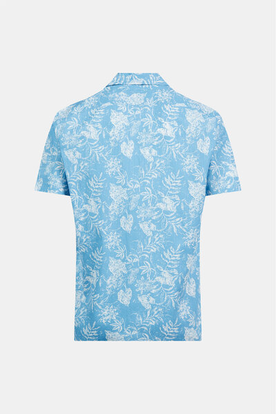 W Collection Blue White Casual Short Sleeve Shirt