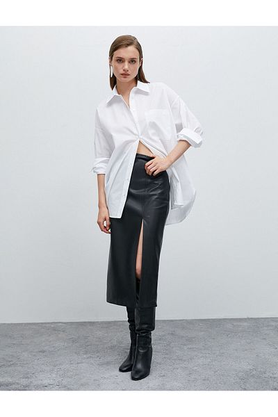 Koton Oversize-Hemd aus Baumwolle mit Taschendetail