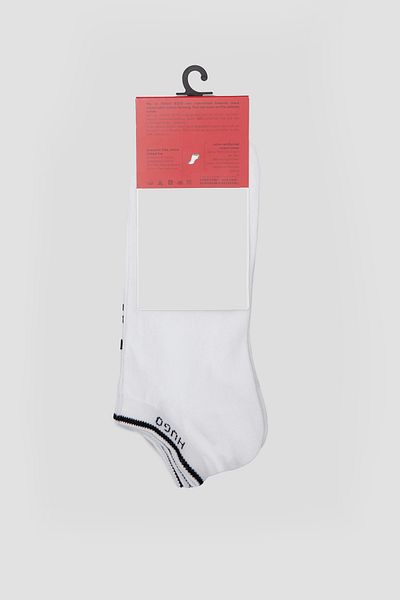 HUGO Men's 100% Cotton Woven Fabric Brand Logo White Socks 50468111 -100