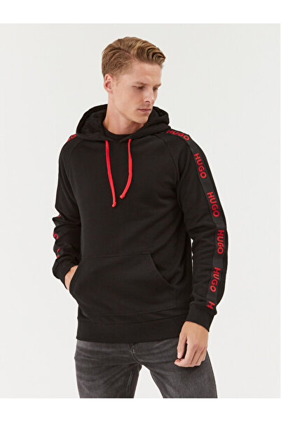 HUGO Erkek Kapşonlu Yaka Fermuarlı Uzun Kollu Siyah Sweatshirt 50497003-001