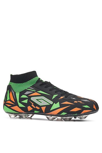 Dugana 2303 Black-Phosphorescent Green Men's Socks Transparent Toothed Cleats Football Shoes