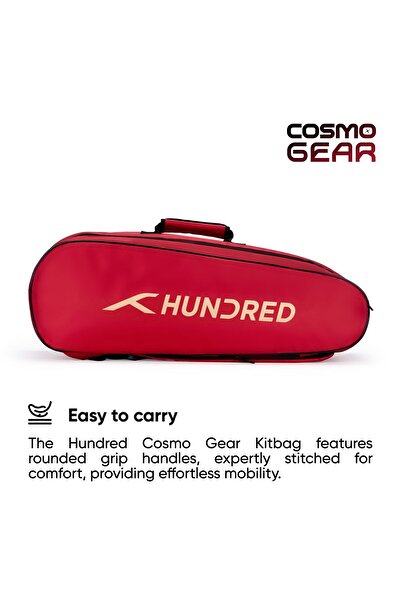 Hundred Cosmogear Badminton Kit-Bag (Red) | Double Zipper| Bag with Front Zipper Pocket