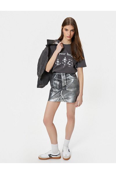 Koton Gothic Themed Printed T-Shirt Short Sleeve Crew Neck Cotton