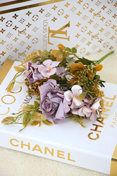 Yapay Çiçek Deposu باقة وردة كوبية صناعية صغيرة مزخرفة باللون الأرجواني غير ا...