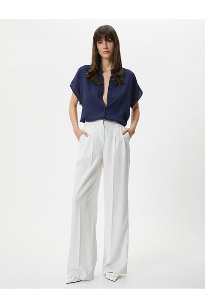 Koton Women's Shirt Navy Blue 4sak60002ew