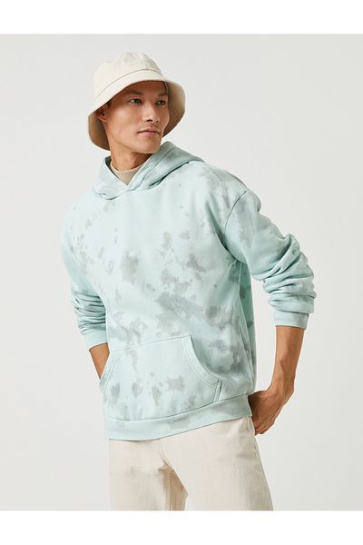 Koton Hooded Oversize Sweatshirt Raised Far East Embroidered Abstract Pattern Pocket