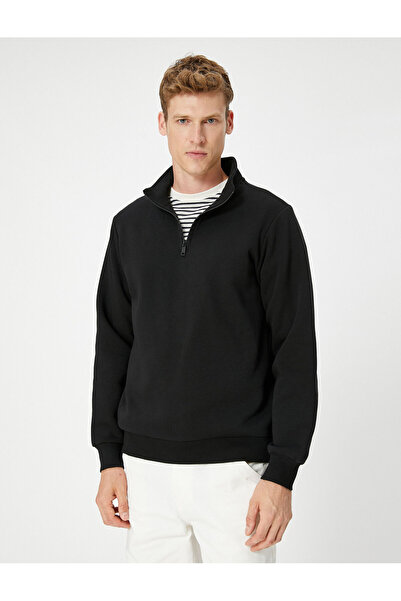 Koton Φούτερ με μισό φερμουάρ με γιακά με μακρυμάνικο ριμπ