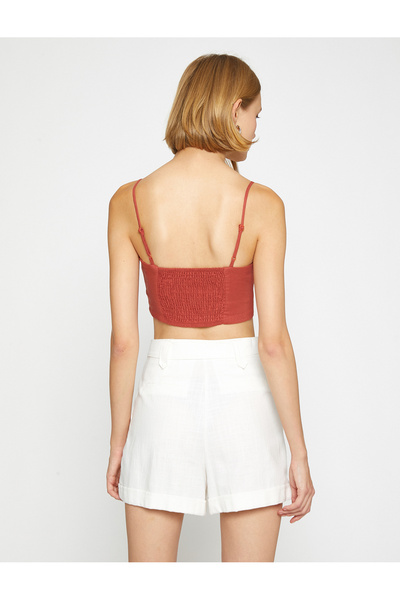 Koton Crop tílko s tenkým popruhem ze směsi lnu