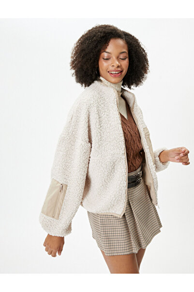 Koton Hanorac de pluș cu fermoar, guler, buzunar, detaliu, două utilizări dif...