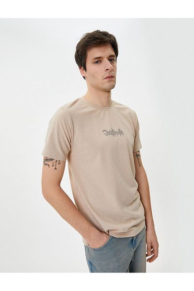 Koton Slogan Printed T-Shirt Crew Neck Short Sleeve