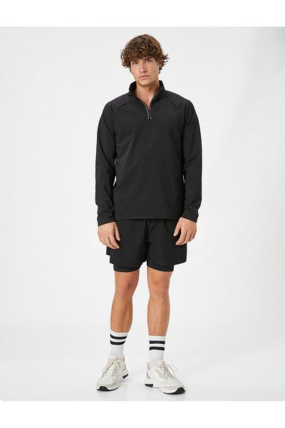 Koton Sports Sweatshirt High Collar Zippered Long Sleeve