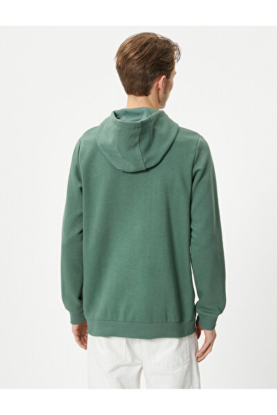Koton College Printed Hooded Hoodie - Kangaroo Pocket Detailed Hooded