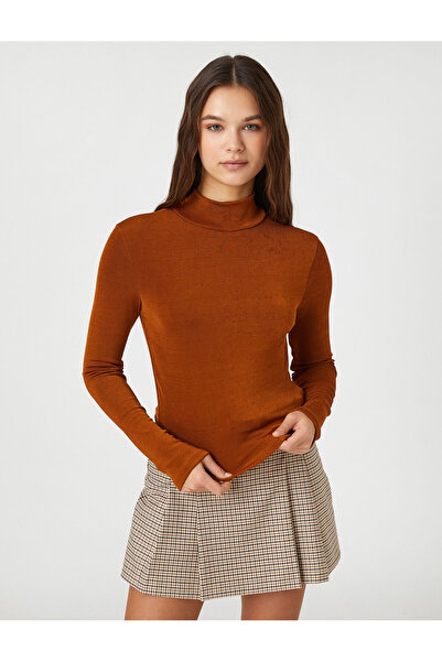 Koton Μακρυμάνικο T-Shirt Crop Half Turtlenck Basic