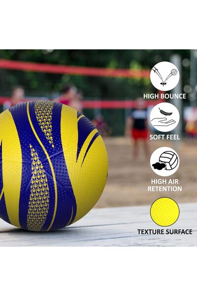 Nivia 488 Craters Volleyball | Yellow/blue | Size 4 | Rubber Moulded | Water Resistant