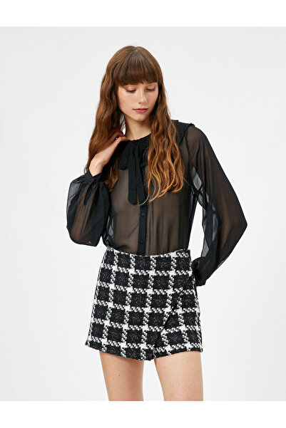 Koton Cămașă cu guler pentru bebeluș șifon, cu mânecă lungă, cu volan, cu pan...