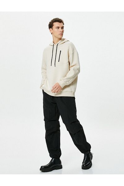 Koton Μακρυμάνικο Oversize Hoodie - με φερμουάρ και λεπτομέρεια ραφής