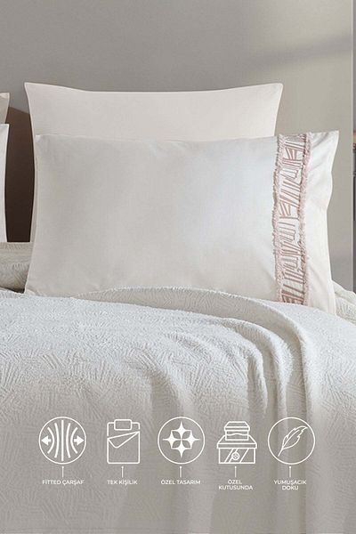 Elart Giza Blanket Single 4 Piece Set - Cream