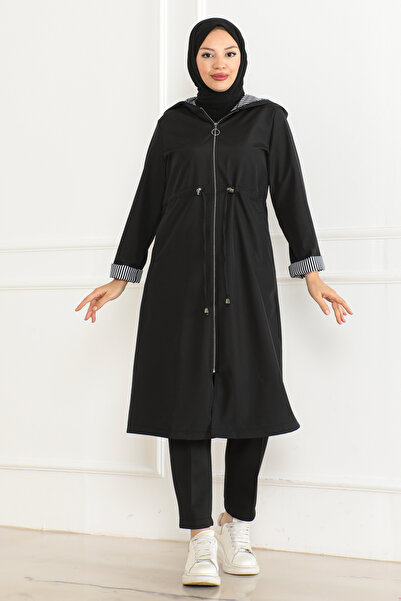 MARFİM KADIN KAPİŞONLU FERMUARLI TRENÇKOT