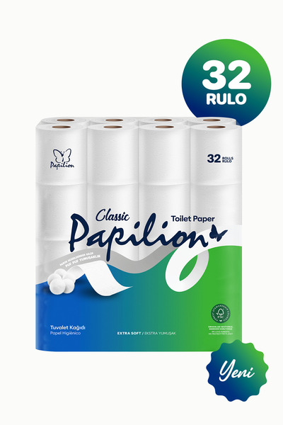 Papilion Classic Tuvalet Kağıdı 2 Katlı Ekstra Yumuşak 32 Rulo