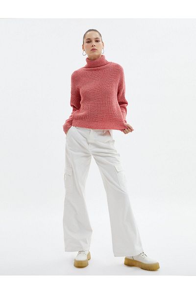 Koton Turtleneck Sweater Rubber Knit Relaxed Fit Long Sleeve
