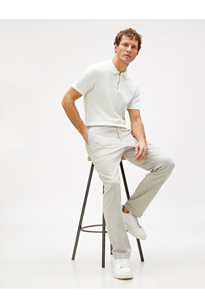 Koton Basic Pullover Polokragen Reißverschluss Kurzarm