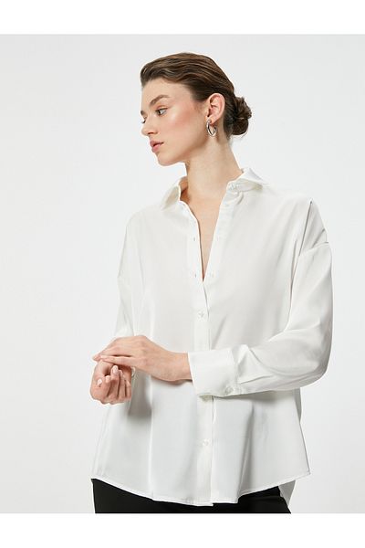 Koton Long Sleeve Satin Shirt - Buttoned and Standard Fit