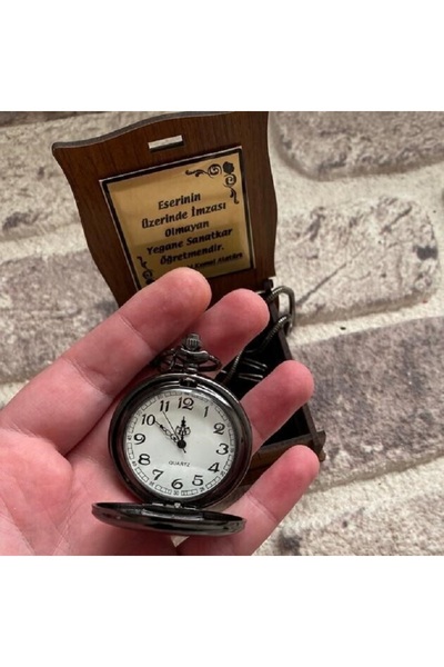 sihirlihediyem Öğretmene Özel Ahşap Kutulu Köstekli Saat