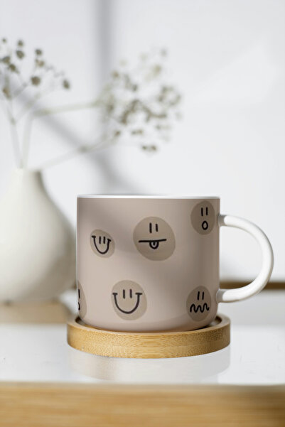 EYBaskı Tasarım White Porcelain Patterned Nescafe Cup