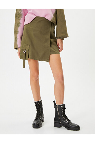 Koton Двобортна карго-міні спідниця бавовняна з кишенями Детальніше