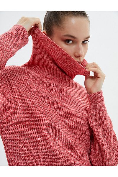 Koton Turtleneck Sweater Rubber Knit Relaxed Fit Long Sleeve