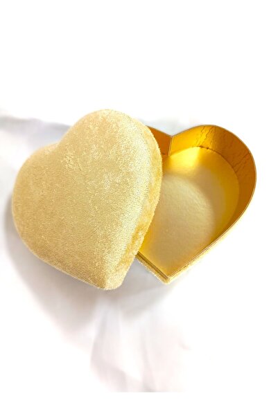 KADİFE KALP KUTU GOLD (20*20 CM)