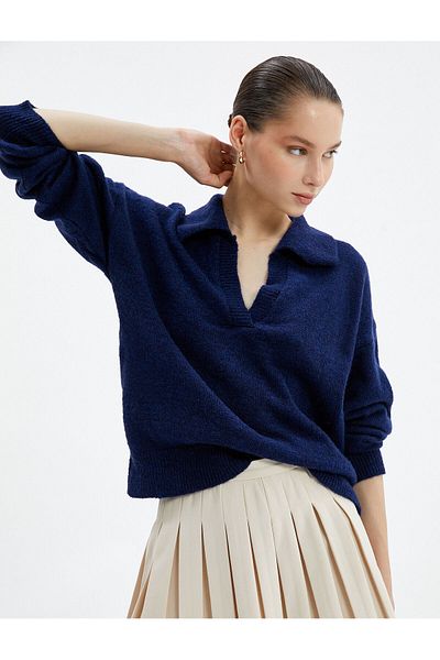 Koton Polo Neck Knitwear Sweater Comfortable Cut Long Sleeve Soft Textured